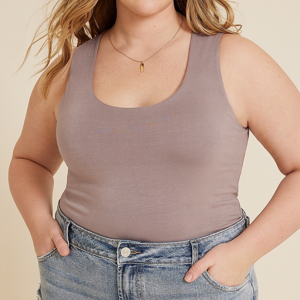 Plus Size Simply Smooth Double
Layer Scoop Neck Tank Top 0x